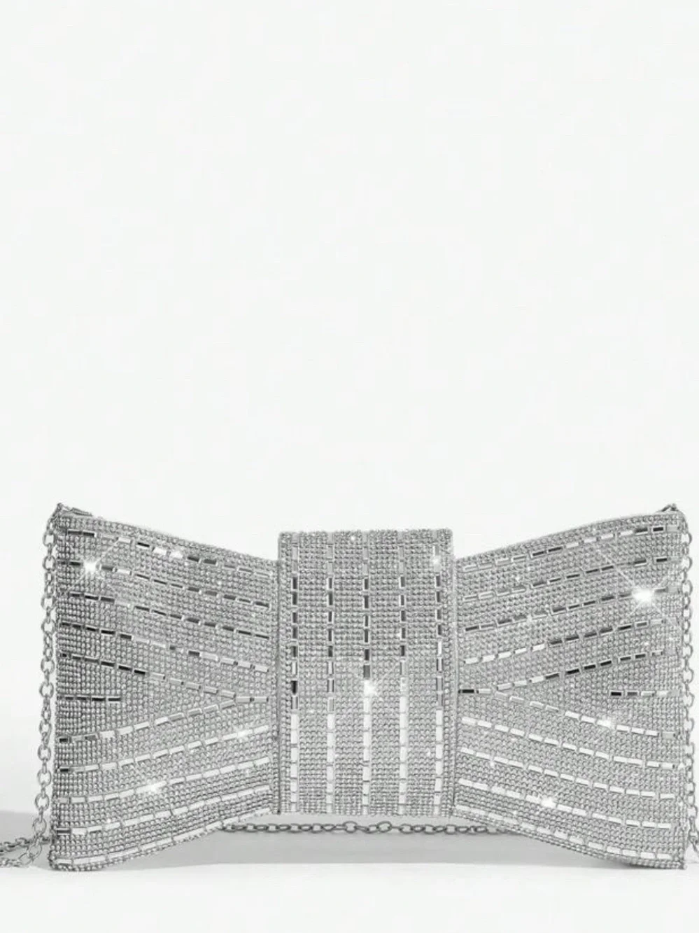 Elegant Silver Crystal Evening Clutch